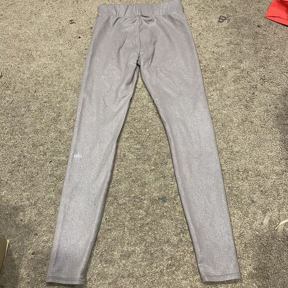 Alo Yoga Mocha Full Length Leggings Sz Small Cracked Metallic Print - Picture 4 of 6
